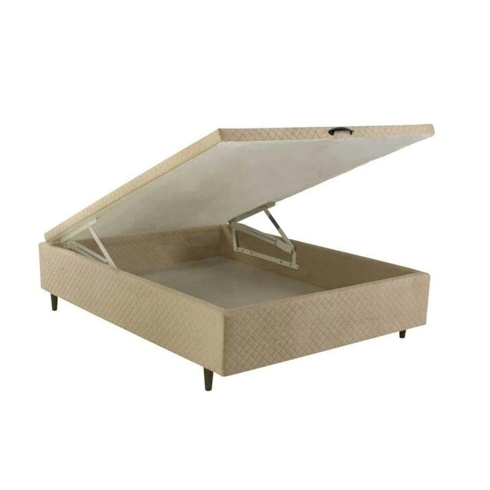 Base Cama Box Baú Casal Herval Montana 46x138x188 cm, Suede Bege