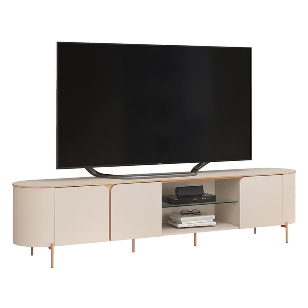Rack Bancada Para TV Até 75 Polegadas 2,41m 3 Portas Lívia Off White