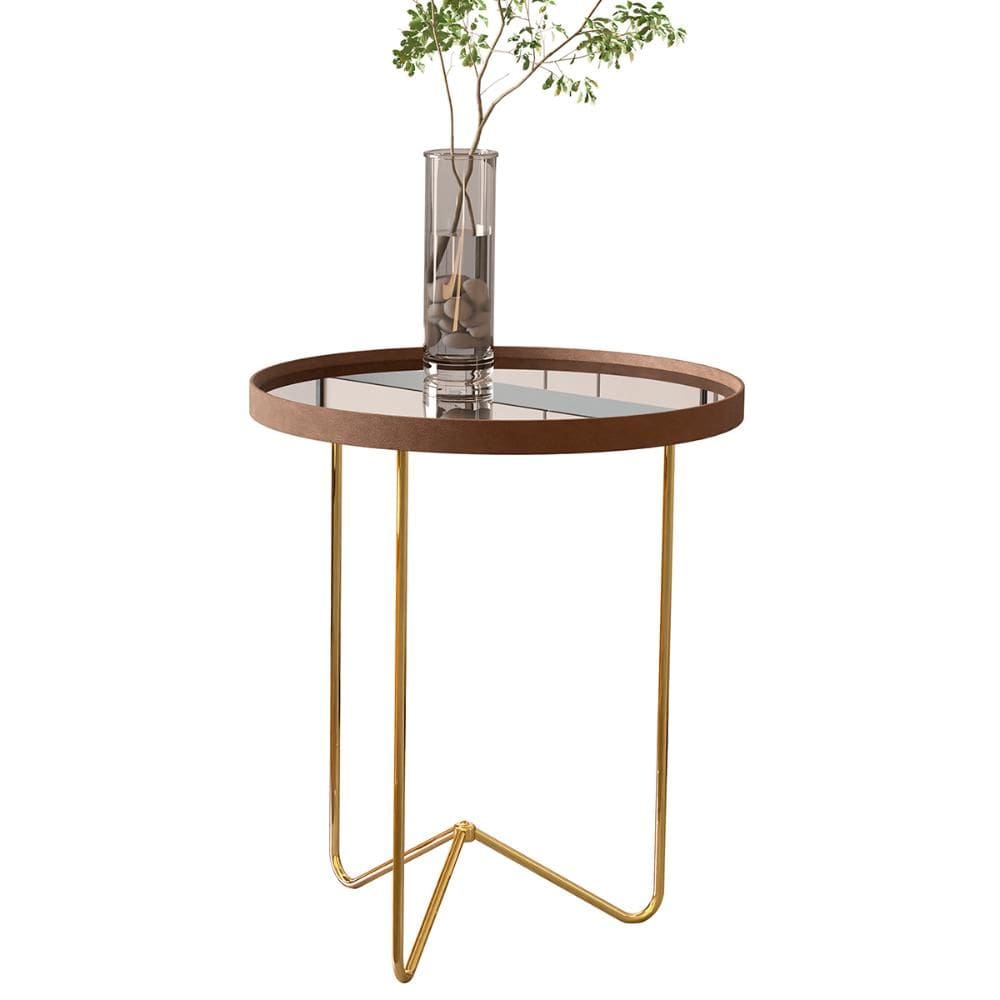 Mesa Lateral Alamanda Sala Espelhada com Pés Metálicos