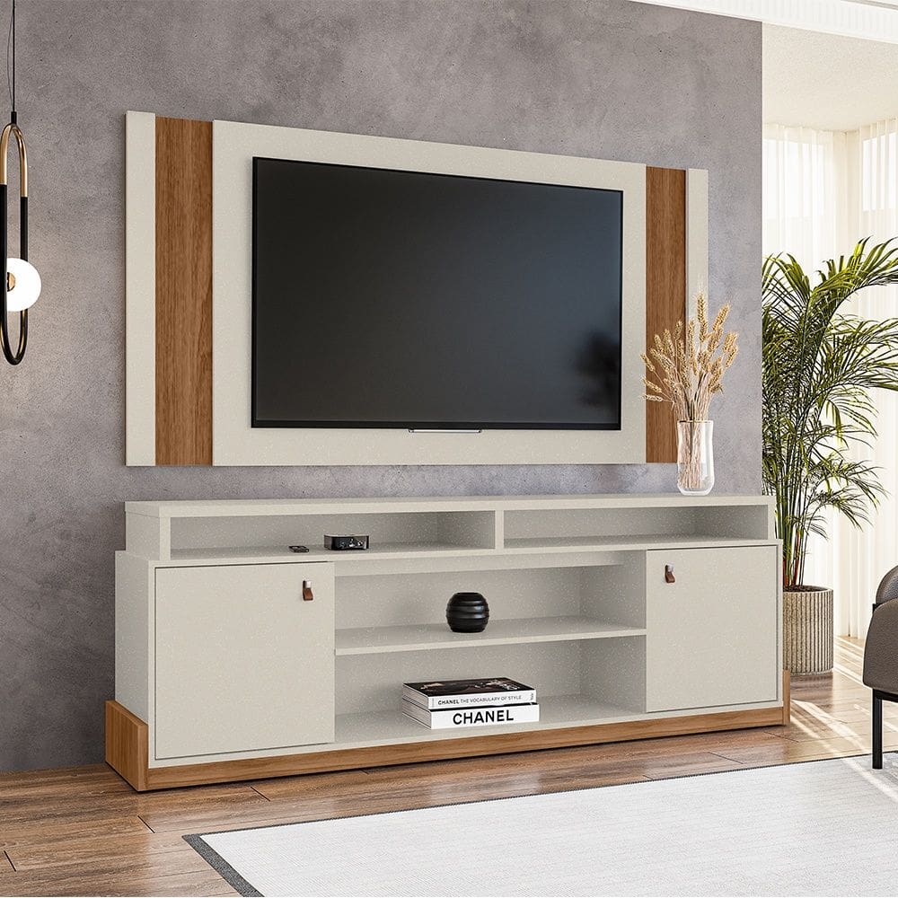 Painel Extensivo Real e Bancada Montana 1.88 Pérola Cinamomo Caramelo Mobler