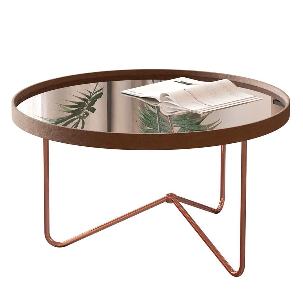 Mesa de Centro Alamanda Sala Espelhada com Pés Metálicos