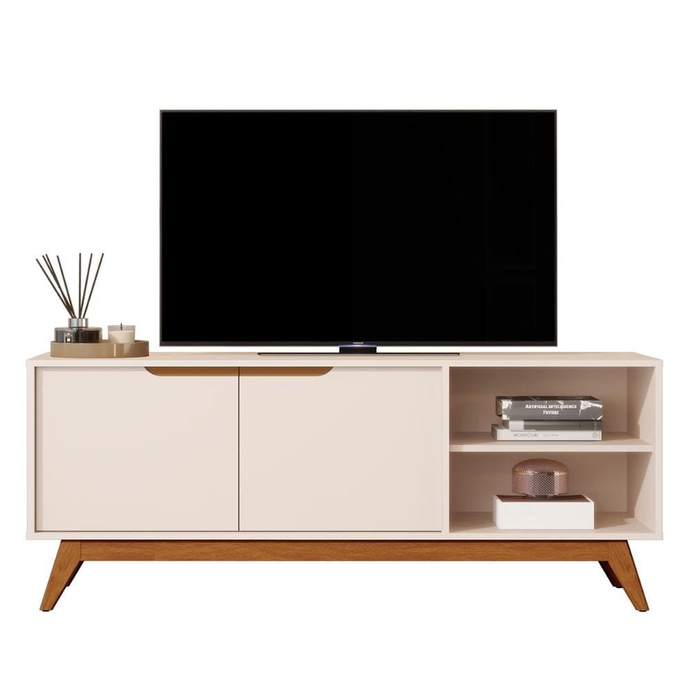 Rack Bancada Tucumã 1.4 TV Até 60 Pol. Pés de Madeira Maciça