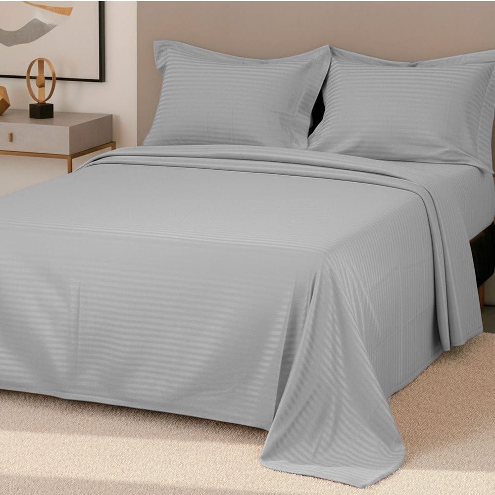 Jogo de Cama Queen Percal 300 Fios 100% Algodão Adamascado 4 Peças – BF Colchões