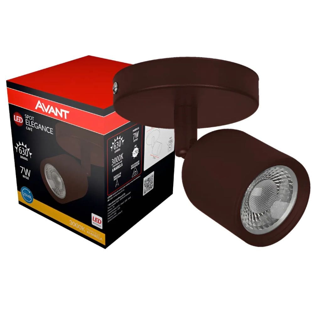 Spot Led Elegance Café 3000K Luz Amarela Bivolt 7 Watts - 250060575 - AVANT
