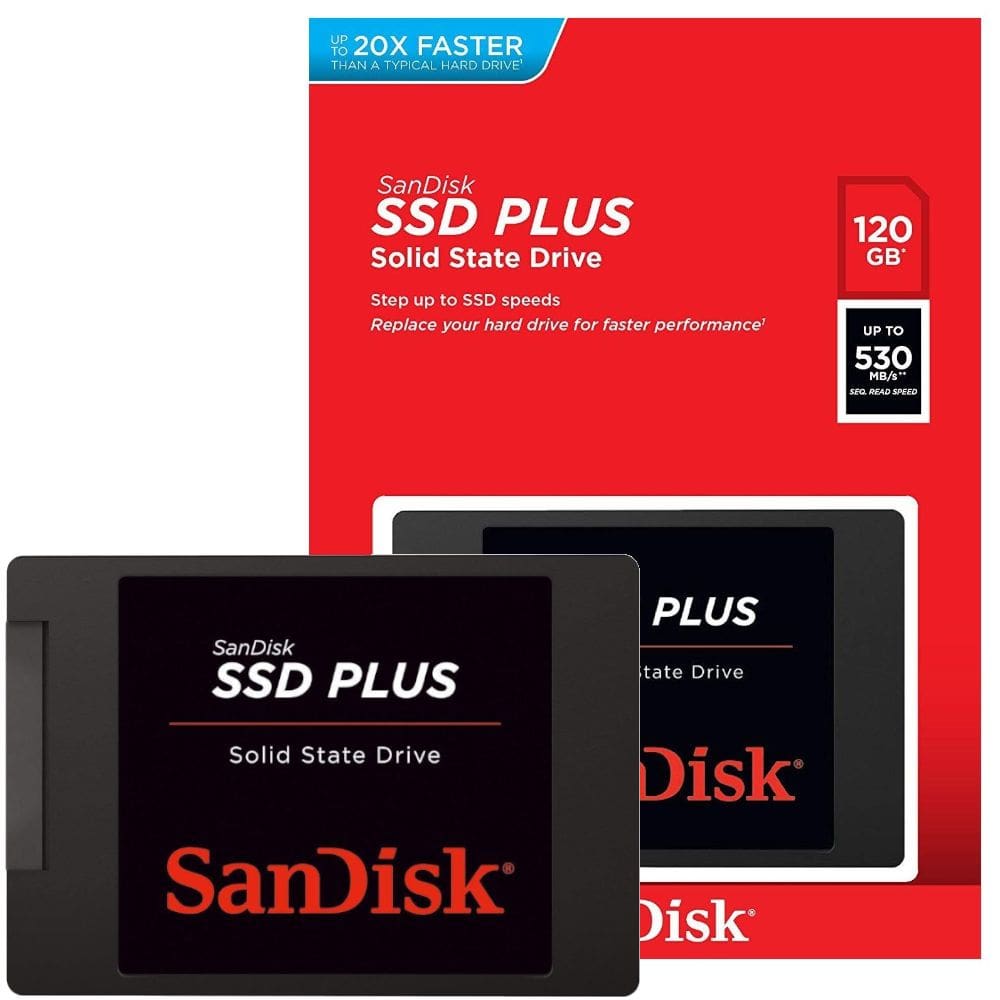 SSD SanDisk Plus 120GB SATA III 6Gb/s 2.5”, Leitura 530MB/s, Gravação 400MB/s, MLC NAND SLC Cache