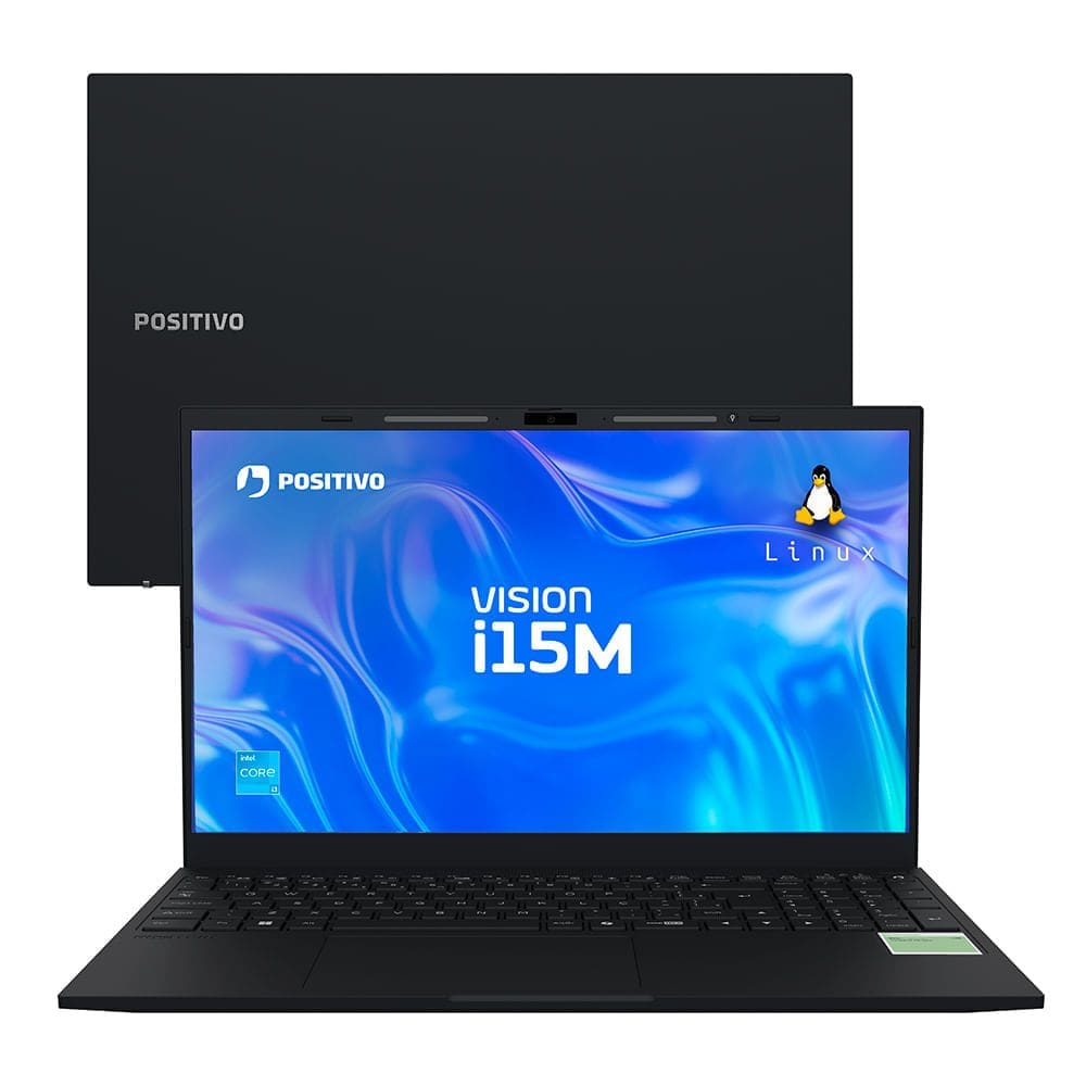 Notebook Positivo Vision i15M Minitela Intel® Core™ i3-N300 Linux 8GB RAM 256GB SSD Wi-Fi 6  - 15,6” Full HD IPS - Preto