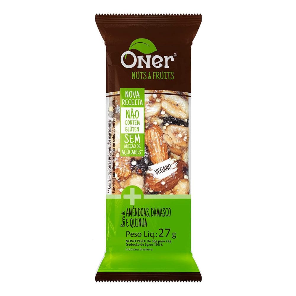 Barra Oner Nuts & Fuits Amêndoas Damasco e Quinua 27g