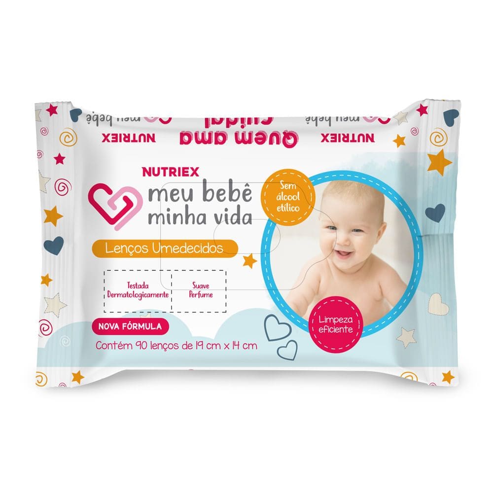Lenço Umedecido Meu Bebê Minha Vida com 90 Unidades