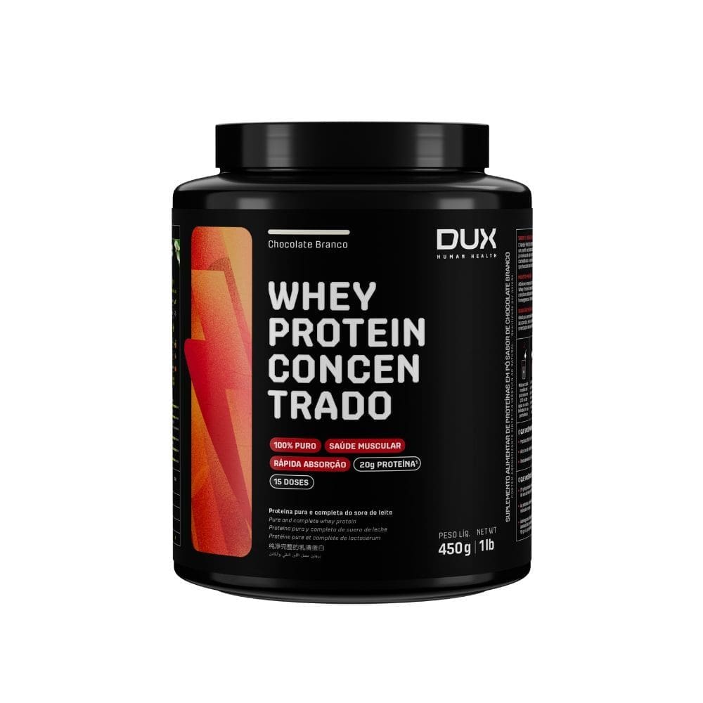 Whey Protein Dux Concentrado 20g de Proteína Sabor Chocolate Branco 450g