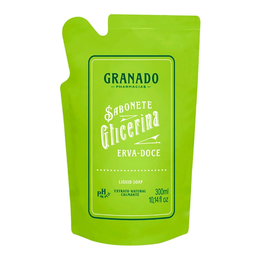 Sabonete Líquido Granado Glicerina Erva Doce Refil 300ml