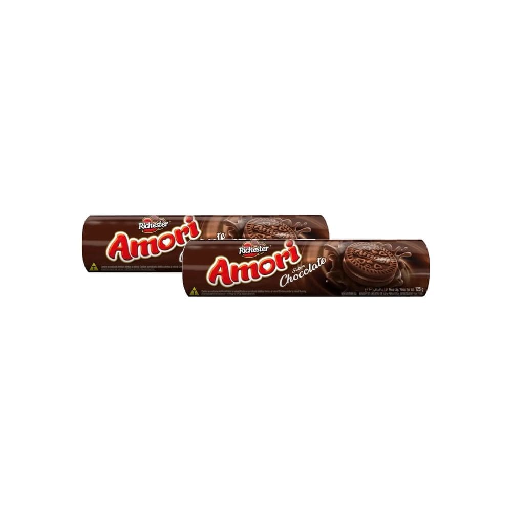 Kit 2 Biscoito Richester Amori Sabor Chocolate 125g