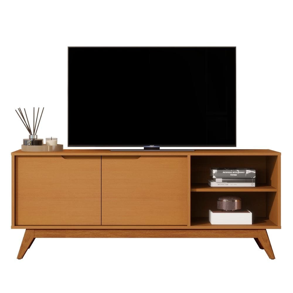 Rack Bancada Tucumã 1.4 TV Até 60 Pol. Pés de Madeira Maciça