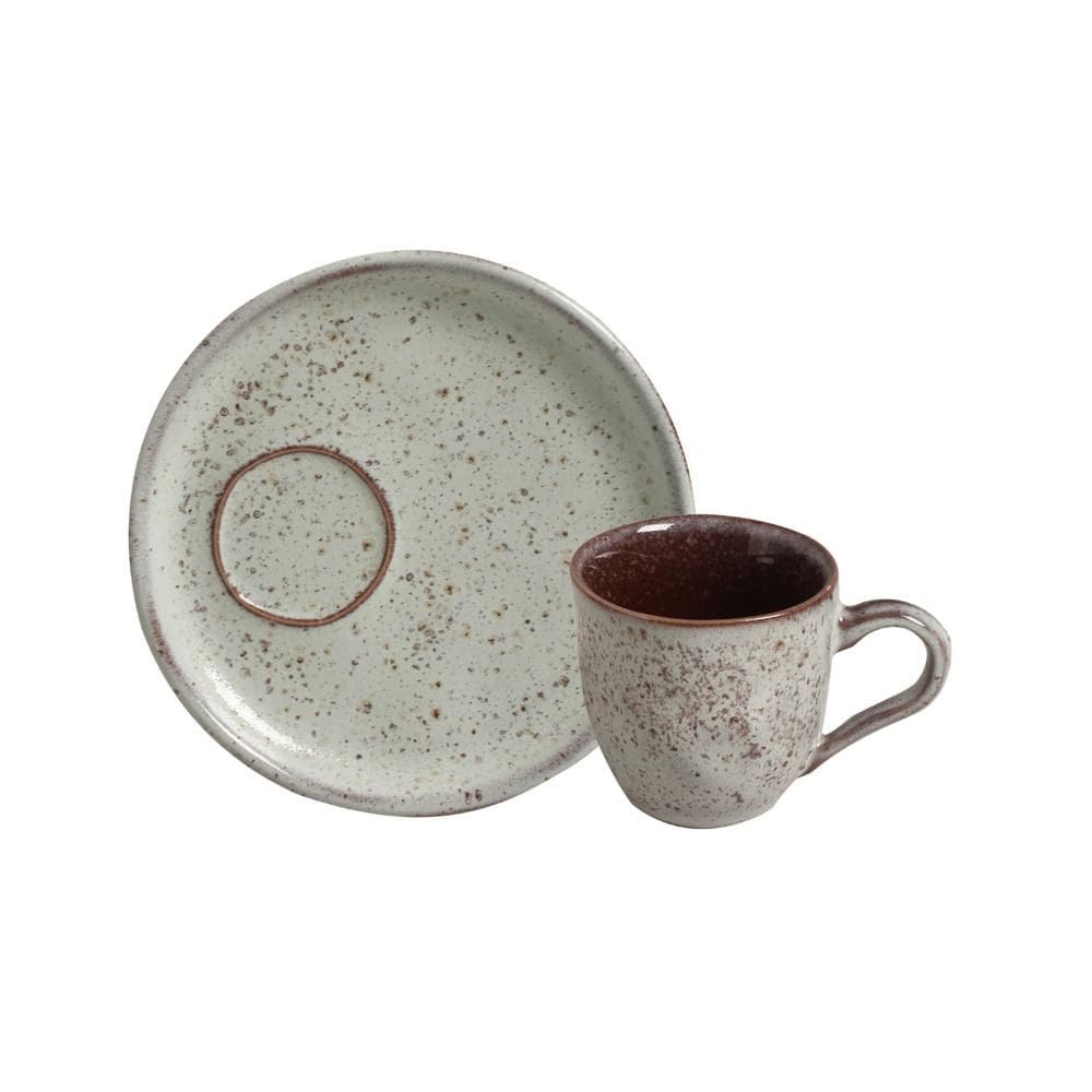 Conjunto com 6 Xícaras De Café Orgânico 70ml com 6 Pires Descentralizado Pistache