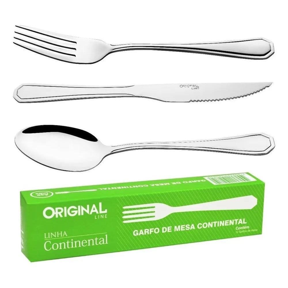 2X Faqueiro Em Aço Inox 36 Peças Continental 3,0Mm De Espess