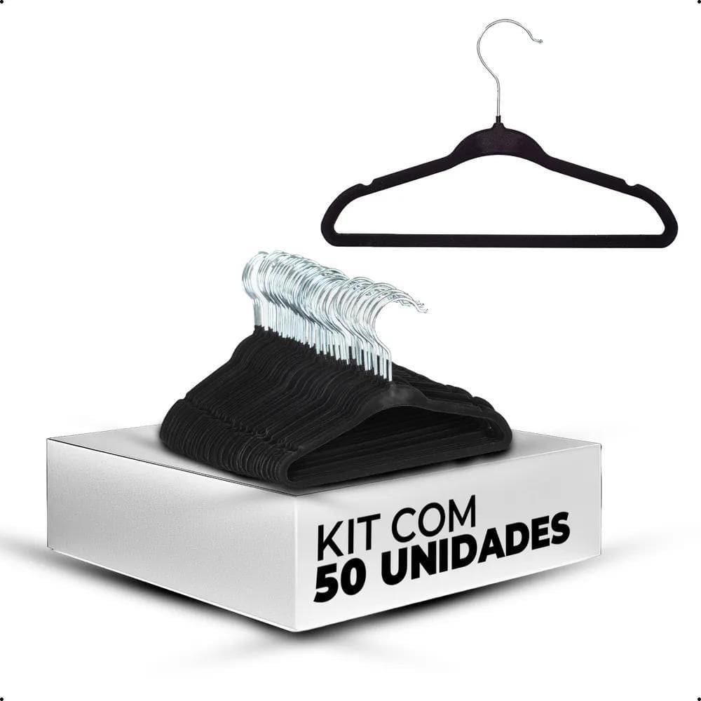 2X Vittak Kit 50 Cabides Veludo Infantil Slim Ultrafino Cor
