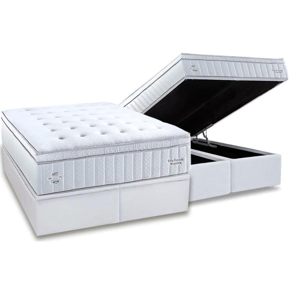 Conjunto Box Baú King: Colchão Molas Herval Ensacadas C1781 + Base Crc Linhão White (193x203)