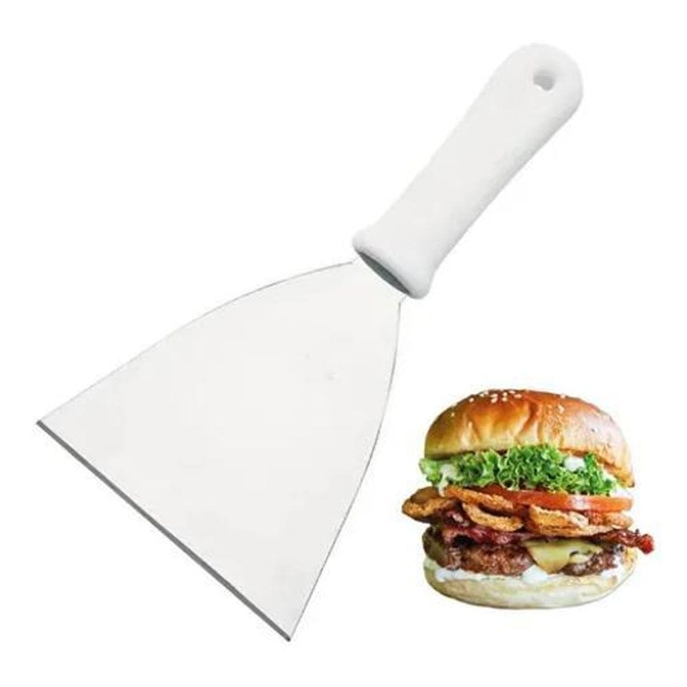 10X  Espátula Inox Reta 5 Chapa Para Lanche Pizza Coz