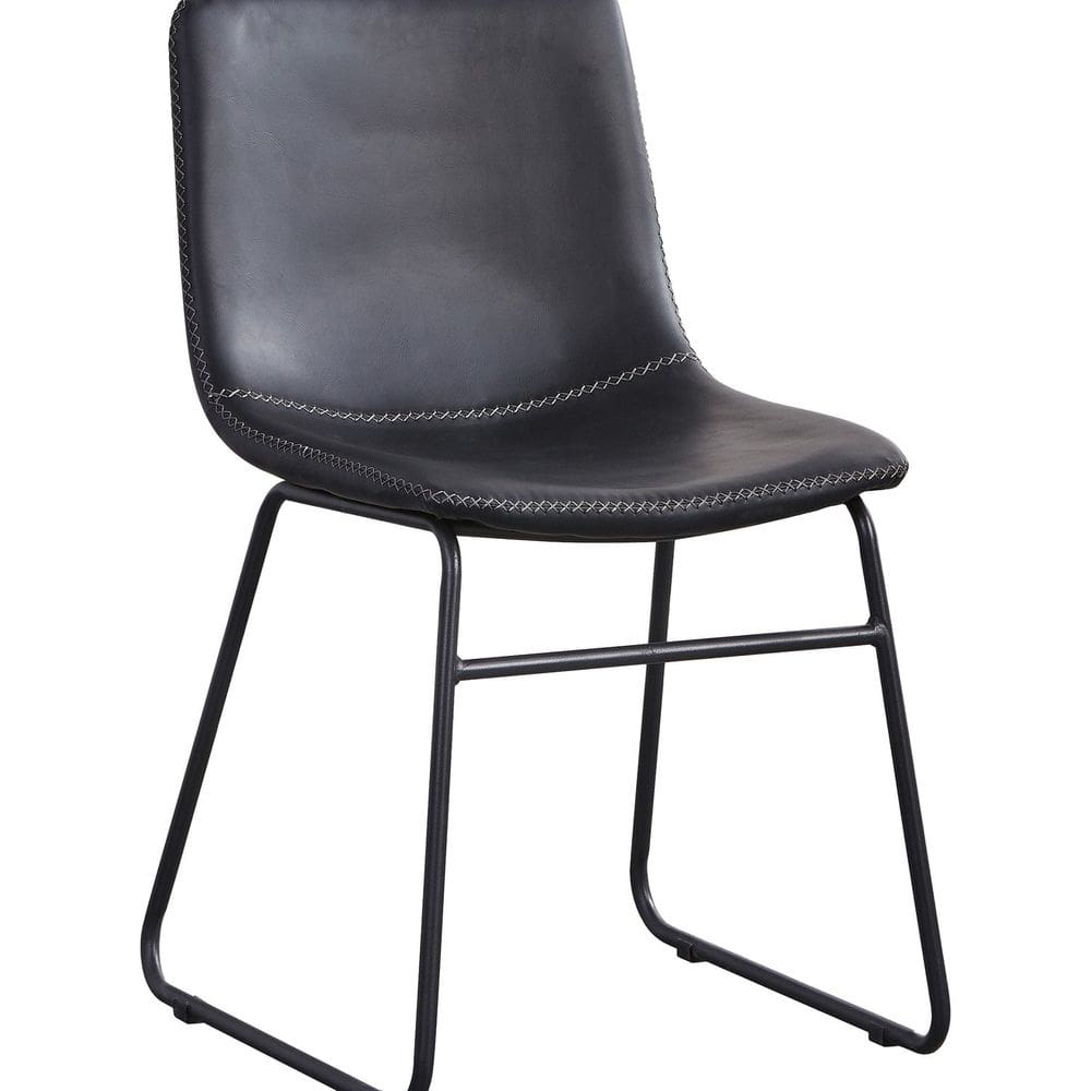 Cadeira para Sala de Jantar Estofada em Couro Oxford Vintage Preto