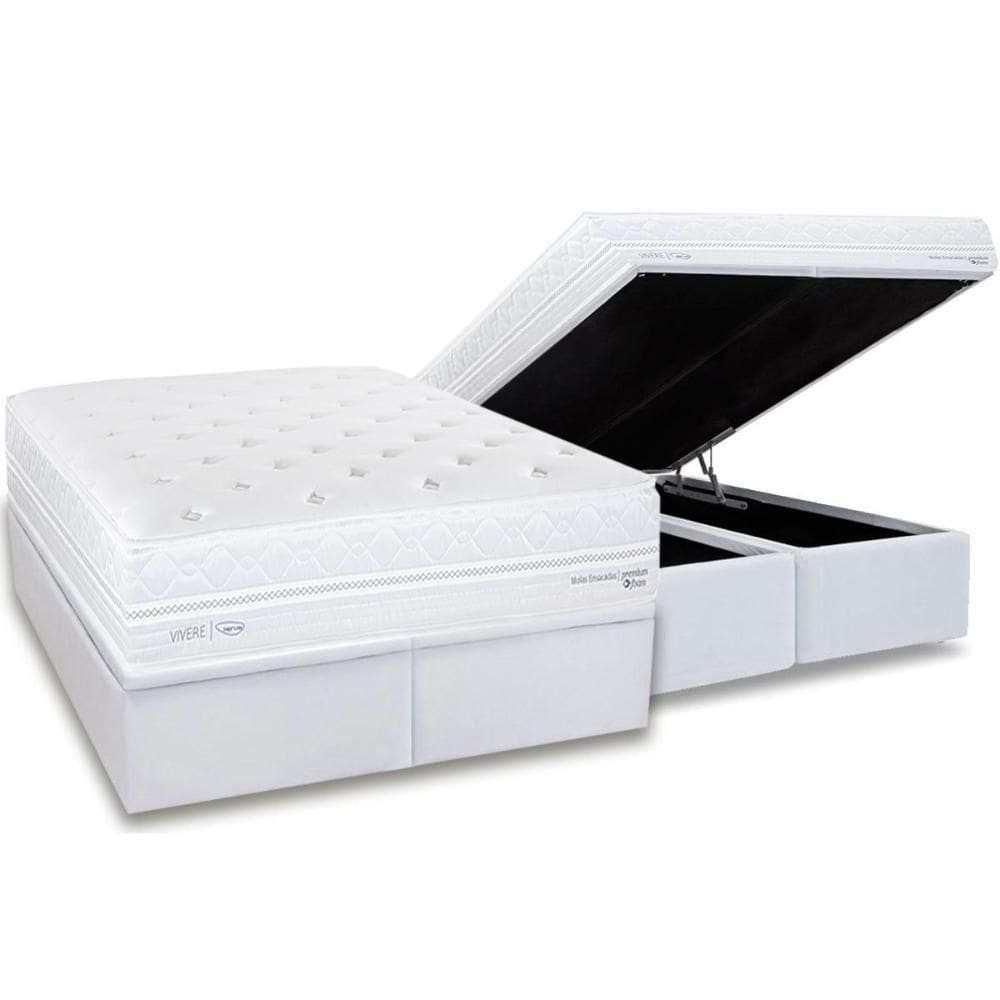 Conjunto Box Baú King: Colchão Molas Herval Ensacadas C1782 + Base Crc Linhão White (193x203)