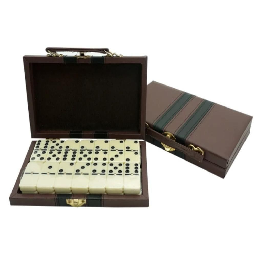 Domino Profissional 28 Pecas Osso Com Maleta Luxo Jogo Profissional Estojo Caixa Completo