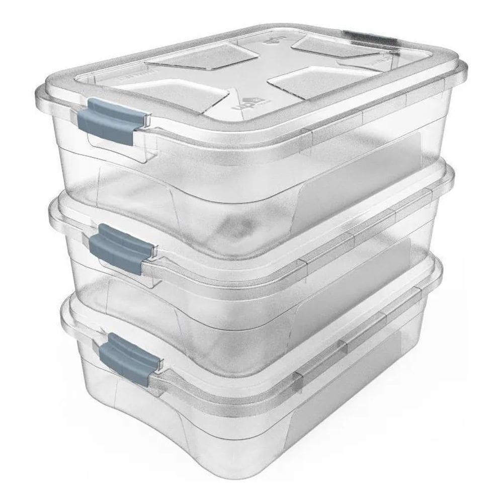 2X Kit 3 Caixas Organizadoras Transparente 6 Litros Uninjet