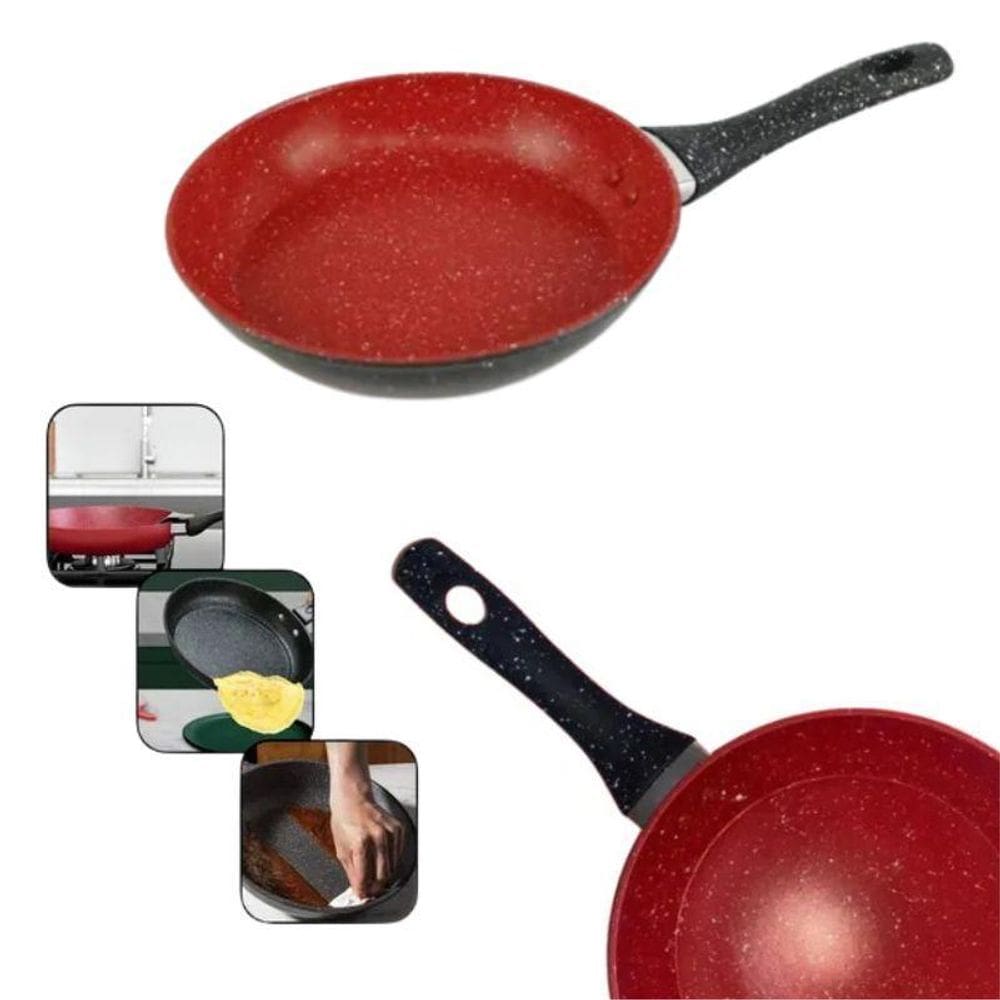 Frigideira Em Alumínio 24Cm Vermelha Antiaderente Baquelite