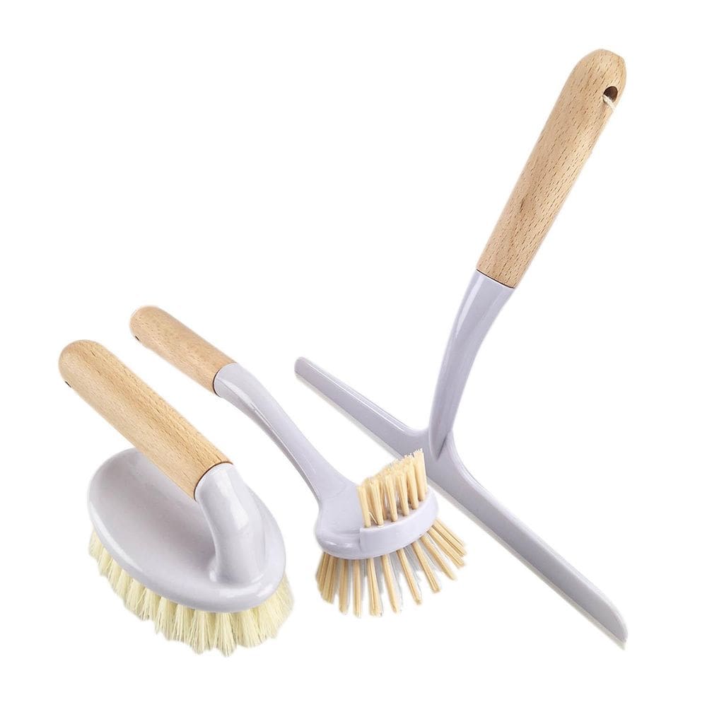 Kit 3 Peças Rodo Rodinho Escova De Roupa Escova Cabo Longo