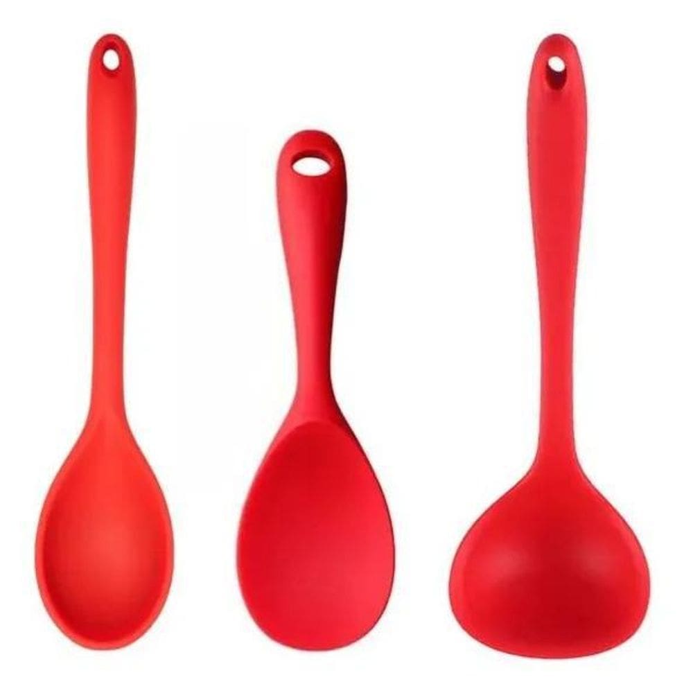 10X Colher Concha De Silicone Não Risca Panela Resistente 3