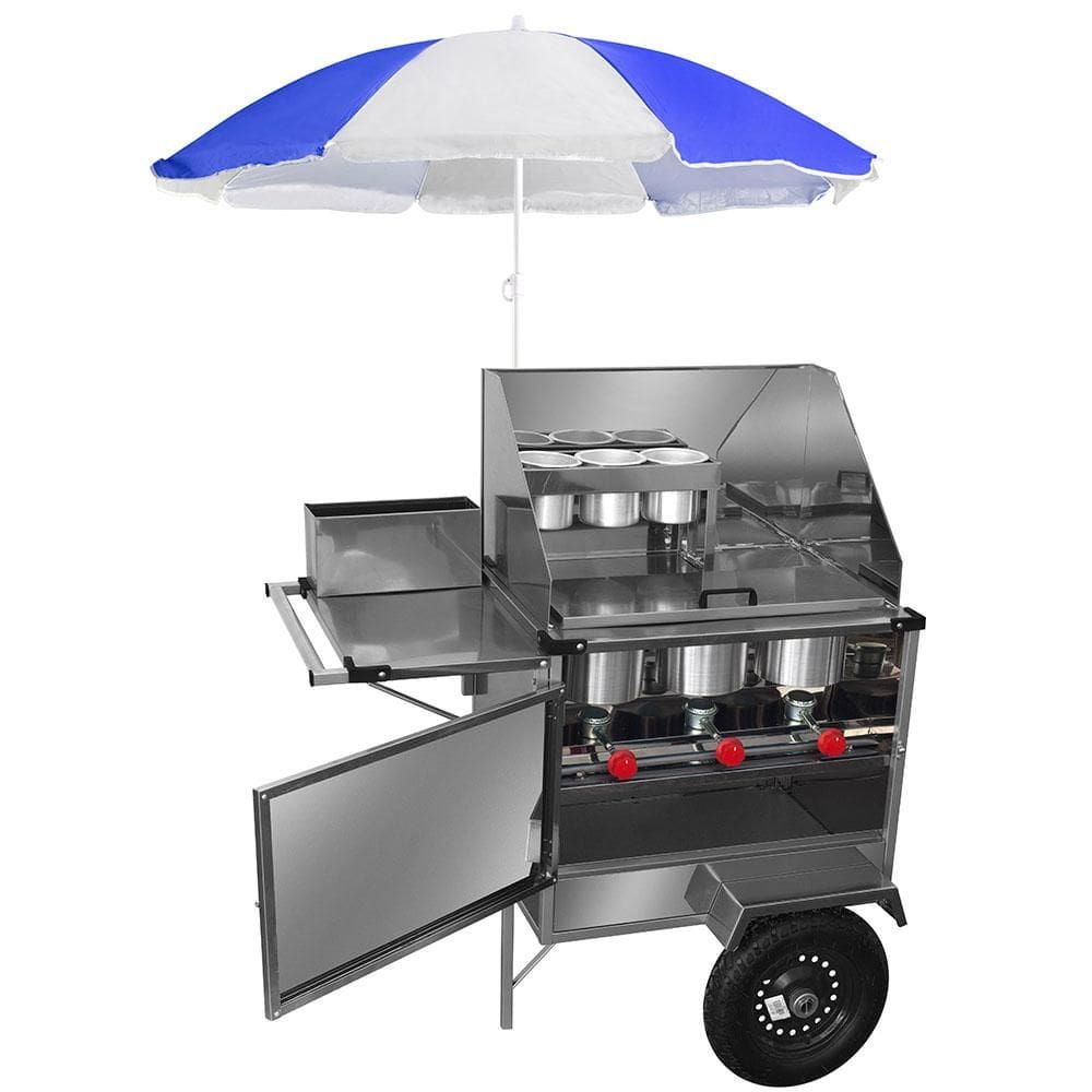 Carrinho de Cachorro Quente Simples Inox com Guarda-Sol BSM08P/GS Cefaz
