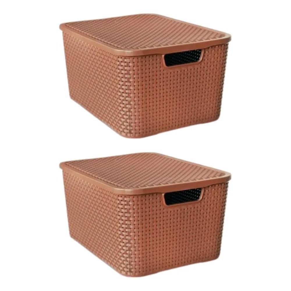 3X Kit 2 Caixas Organizadoras Rattan - 15 Litros