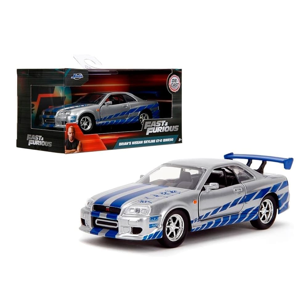 Miniatura Nissan Skyline GTR R34 Brian Velozes E F 1:32 Jada