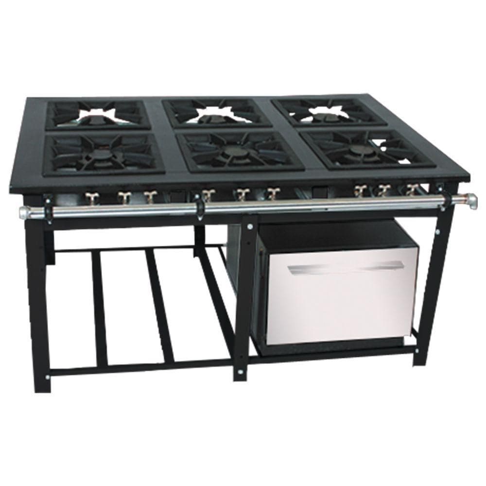Fogão Industrial Venâncio 6 Bocas 3 Duplas a Gás Natural Baixa Pressão com Forno M6FD3-GN