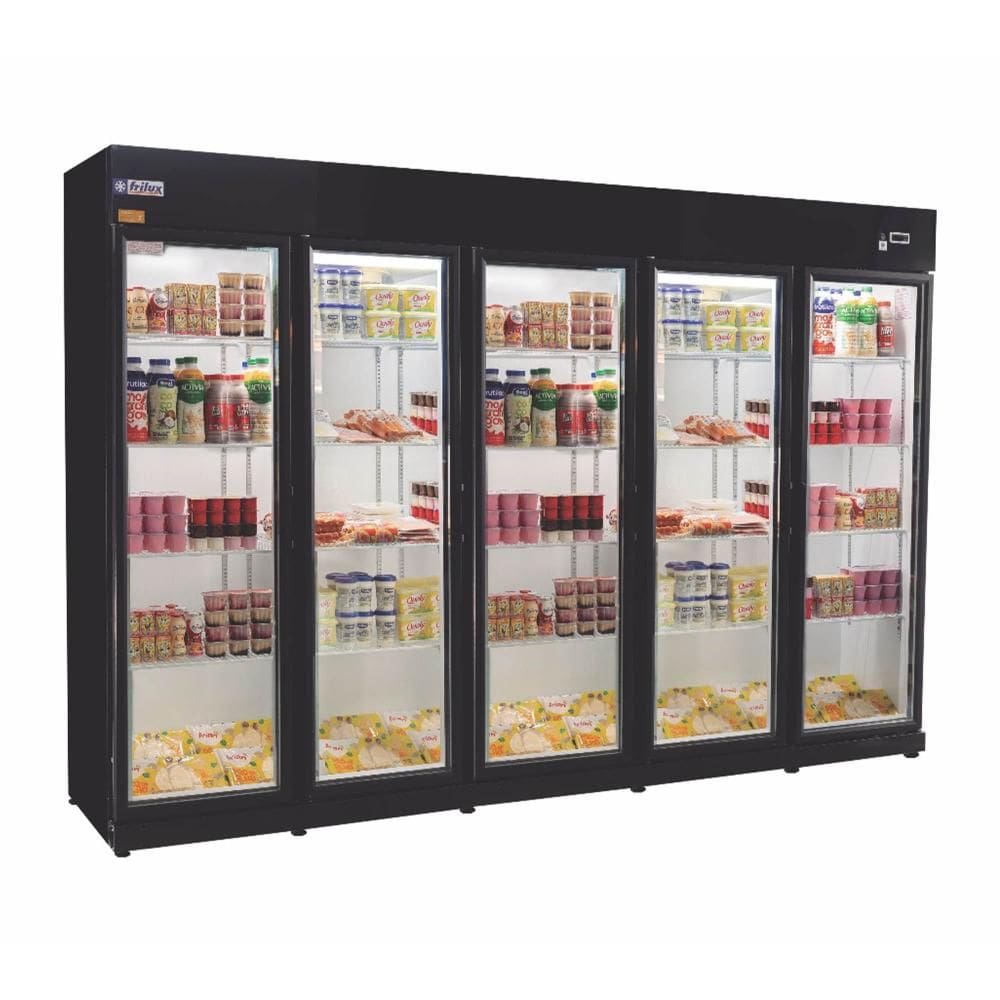Expositor Auto Serviço Refrigerados Frilux 5 Portas Preto e Branco Vidro Duplo 220V RF-024
