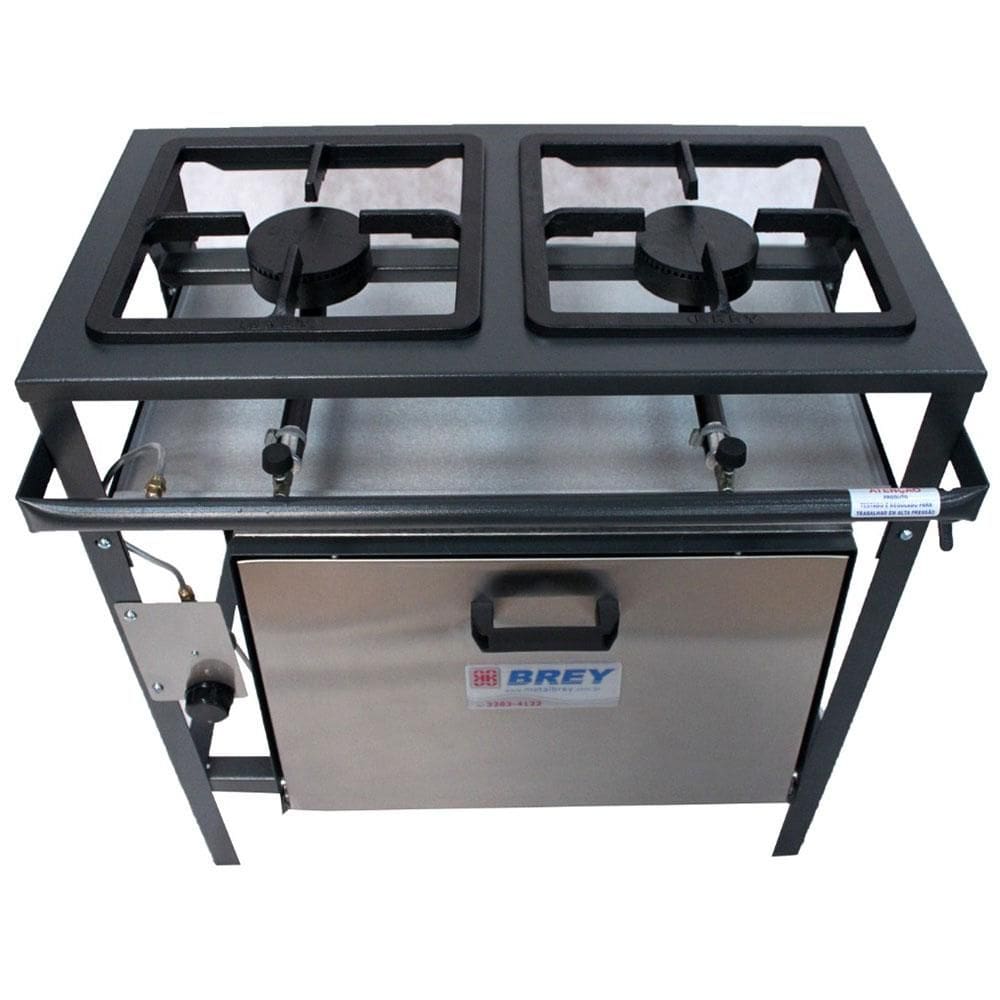 Fogão Industrial 2 Bocas Metal Brey Alta Pressão Com Forno FE-502F