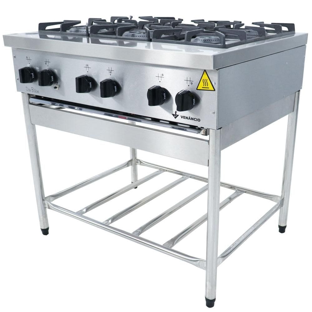 Fogão Don Bidone Venâncio 6 Bocas com Pé Gás Natural Fdb6p