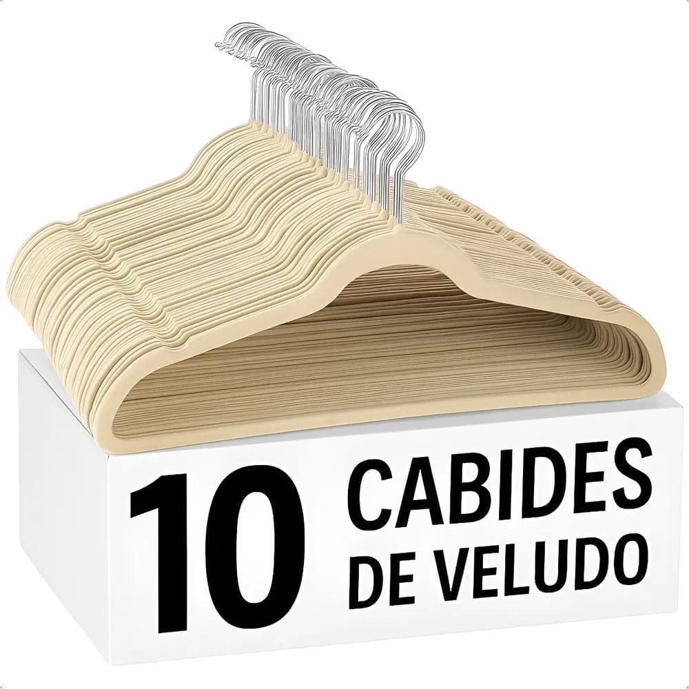 10X Kit Cabides Veludo De Roupa Antideslizante Slim Adulto