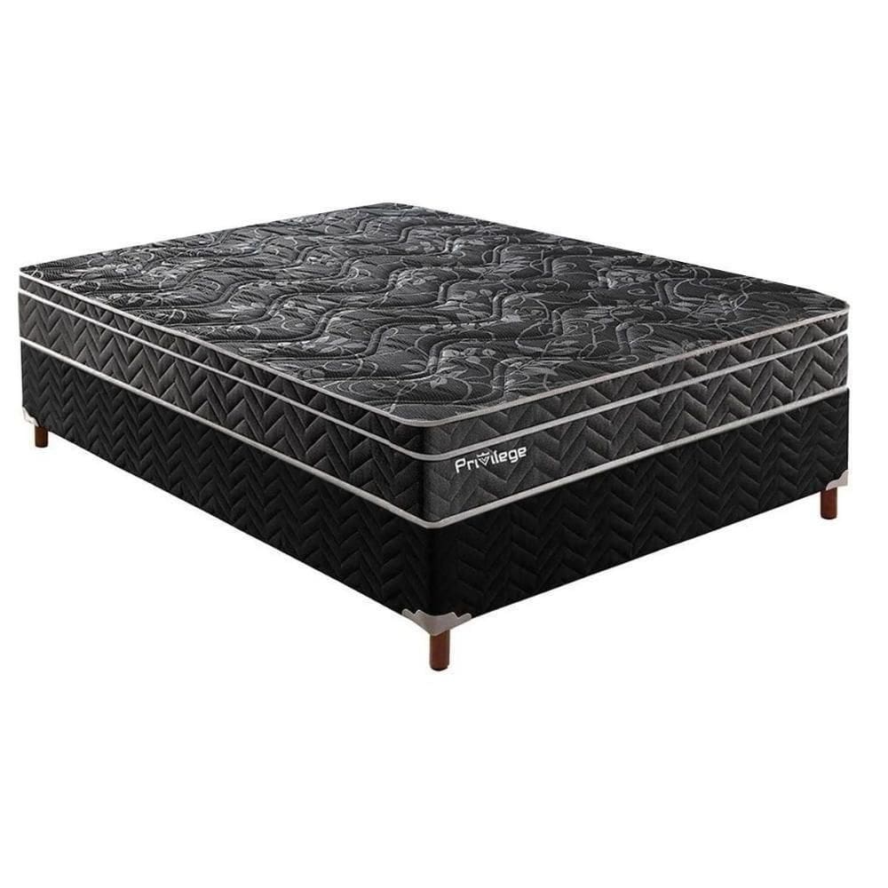 Cama Box Casal: Colchão Molas Ensacadas Paropas Privilege + Base Crc Suede Black (138x188)