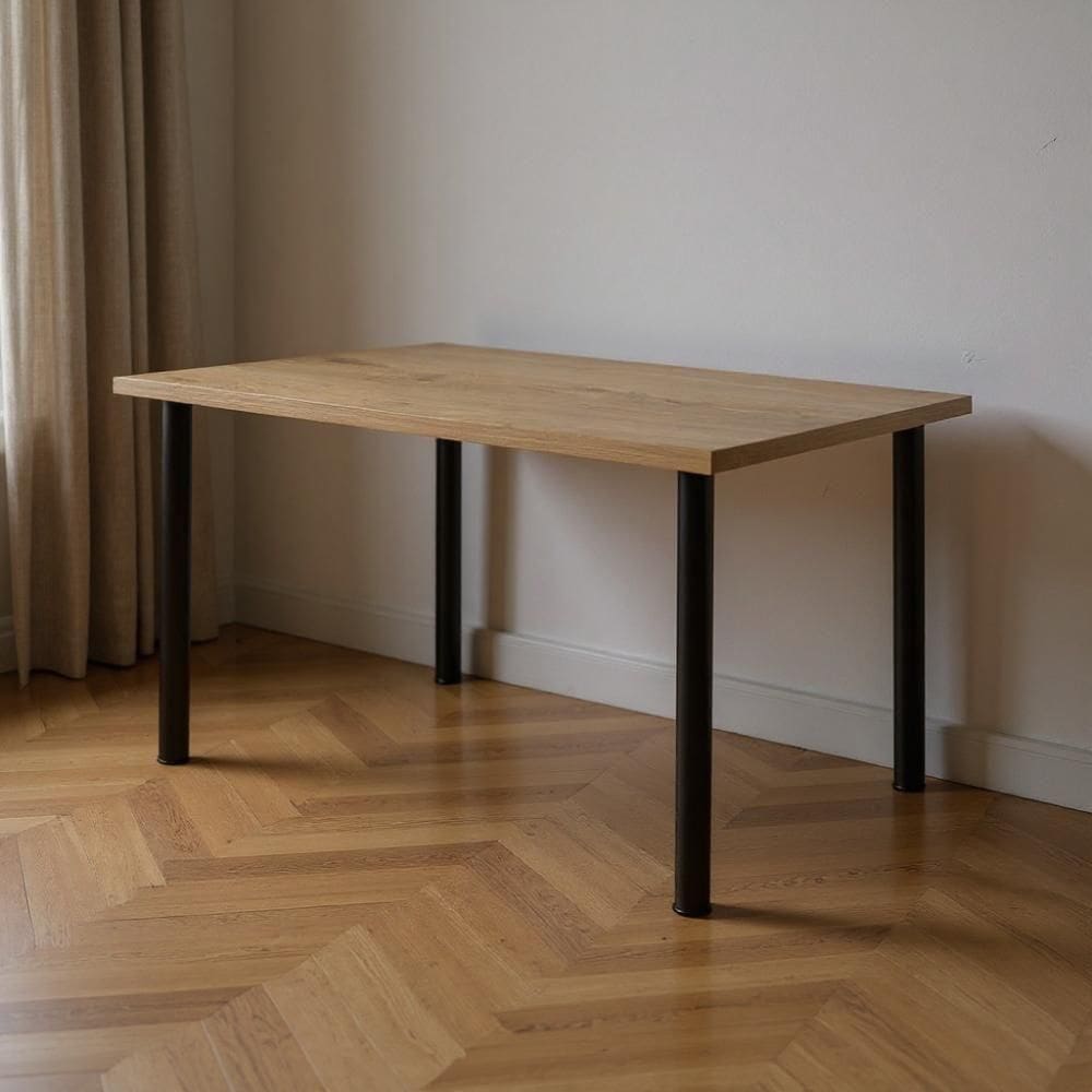 Mesa Retangular 1,10m Pequena 4 Lugares Para Cozinha - Preto E Carvalho