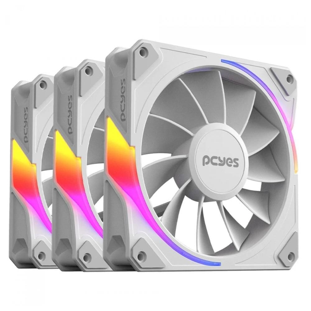 Kit 3 Coolers 120mm Sangue Frio 3 Reverse - LED ARGB - Branco - Pcyes K3ARGBSF3WGRVBR