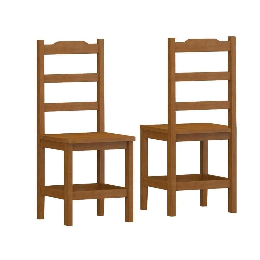 Kit Com 2 Cadeiras De Jantar Madeira Maciça Perola Mel Sem Estofado