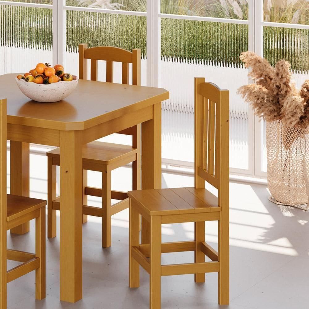 Kit 2 Cadeiras Em Madeira Maciça Diamante Mel Sem Estofado Mel