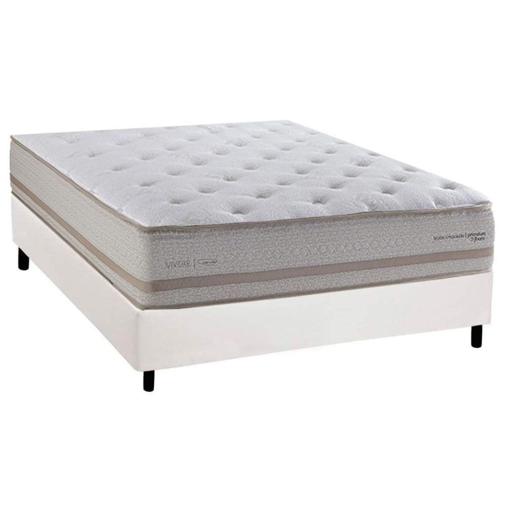 Conjunto Box Casal: Colchão Molas Herval Ensacadas C1740 + Base Crc Corano White (138x188)