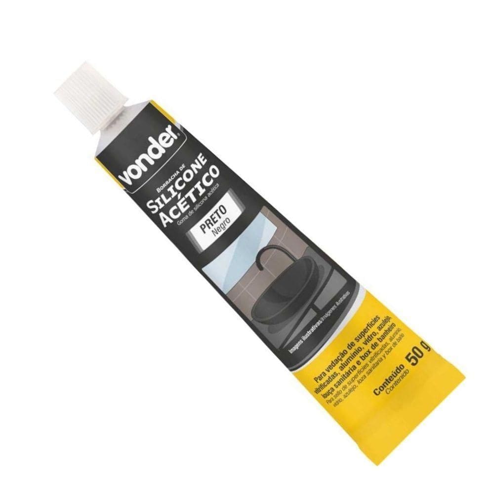 Borracha Silicone Preto 50g Acético Tubete Vonder