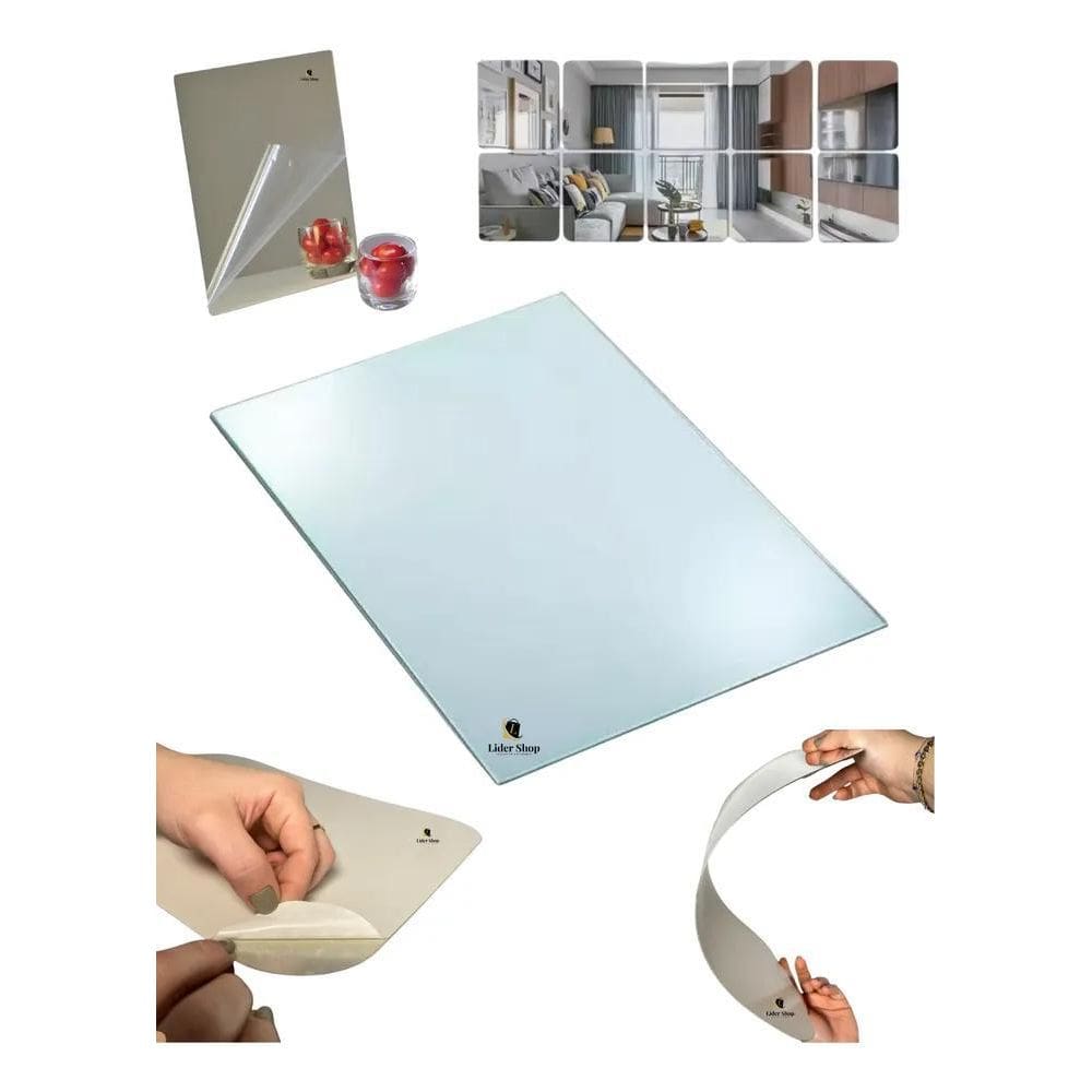 10X Folhas De Espelho Flexível Autoadesivas Adesivas Mirror