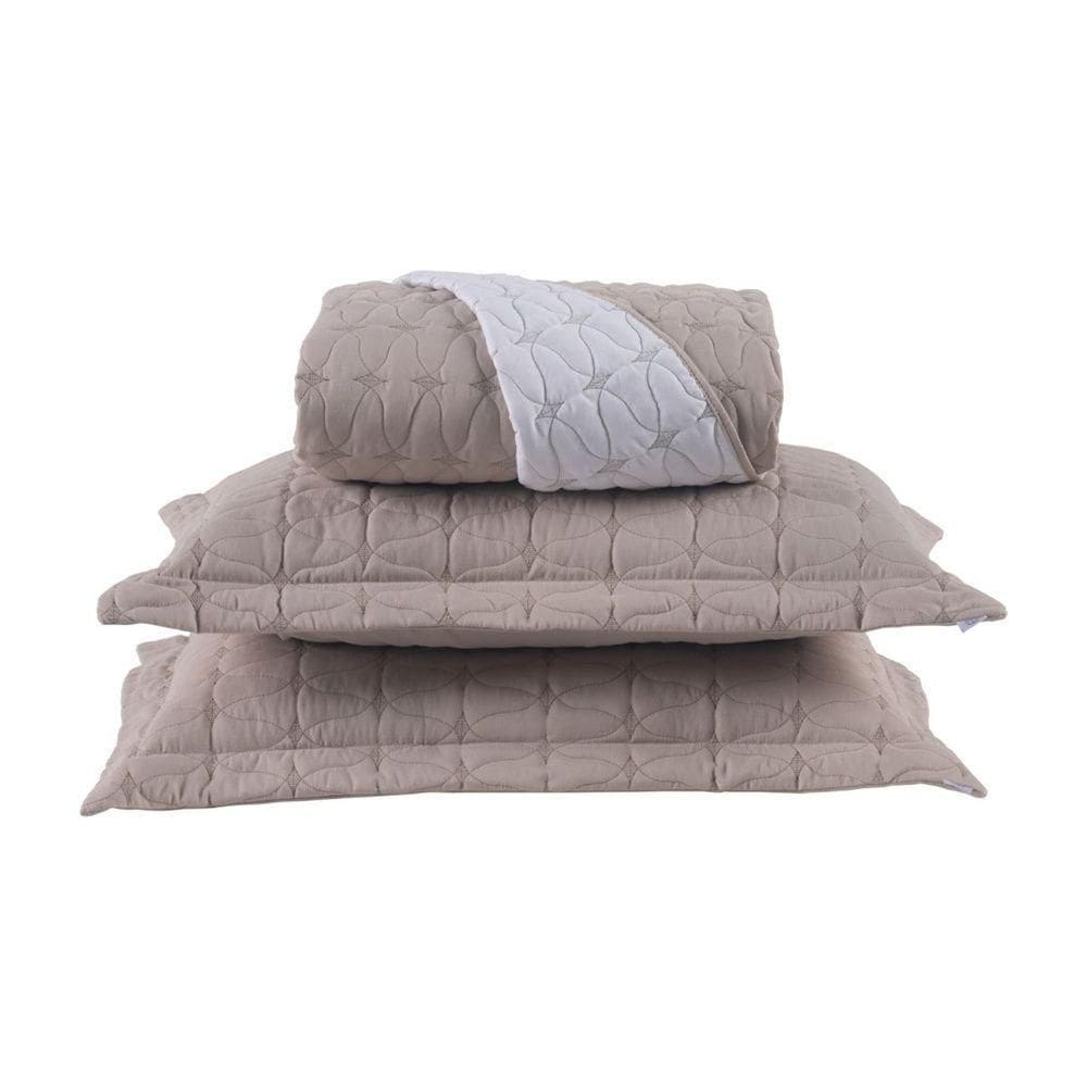 Cobre Leito 3 Peças Casal Percal 200 Fios Cristal 100% Poliéster - Avelã