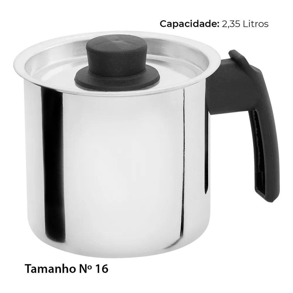 10X Canecão Leiteira Fervedor 2,35L C/Tampa N16 Polido Alum