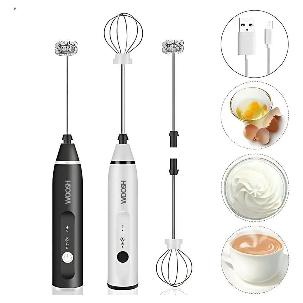 2X Misturador Bebidas/Ovos Portátil Elétrico Bateria Mini Mi