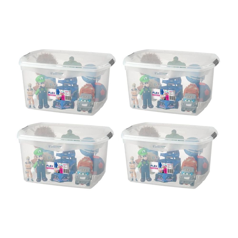 Kit 4 Caixas Organizadora Multiuso 68 Litros Sanremo