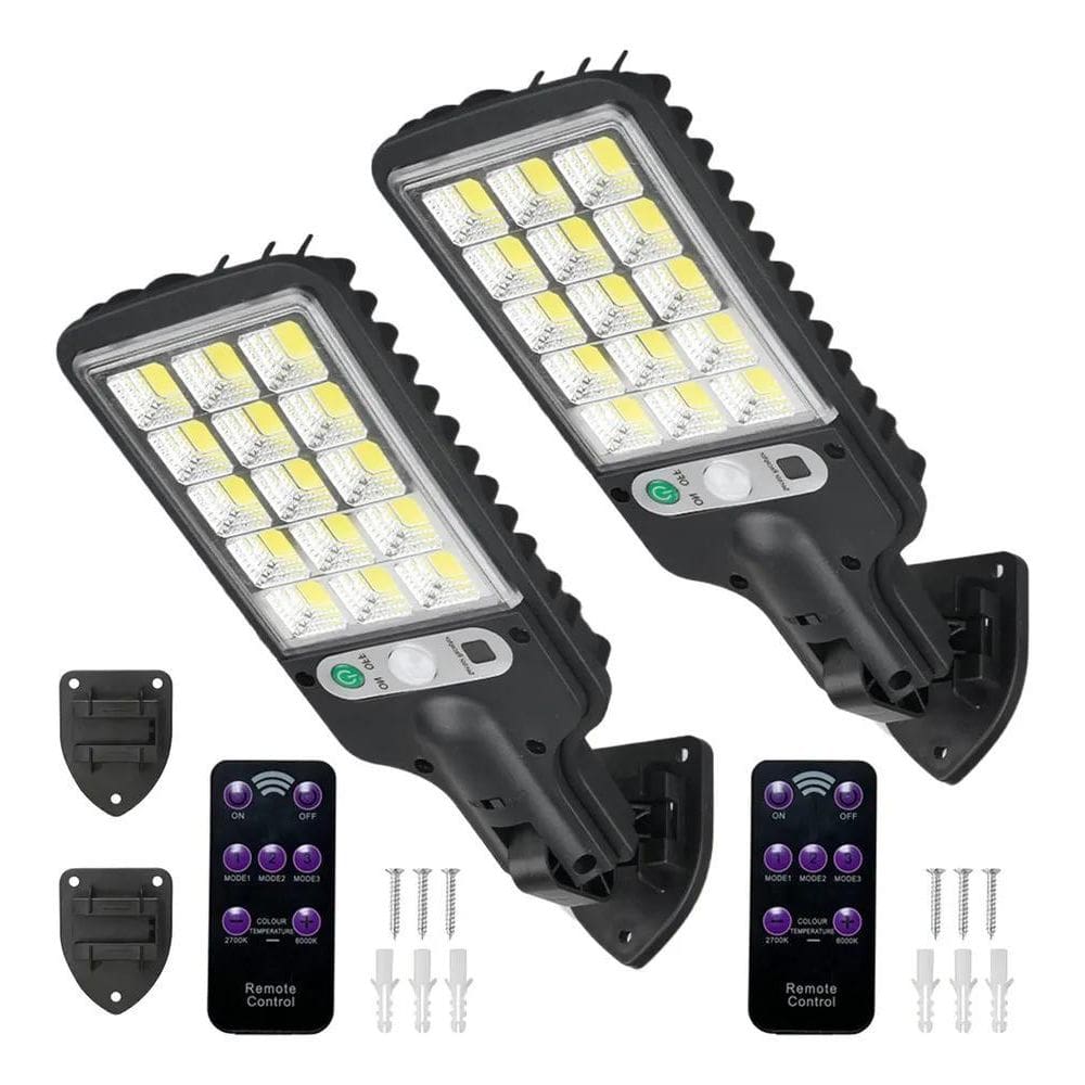 2X 2 Pcs Mini Luminária Solar Poste Rua Parede Refletor 180