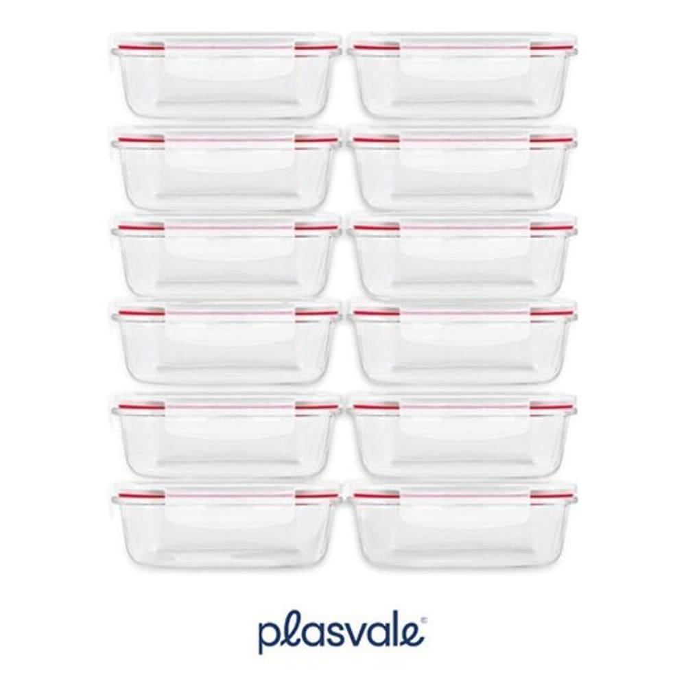 Conjunto 12 Potes 640Ml Vidro Hermético 4 Travas Marmita